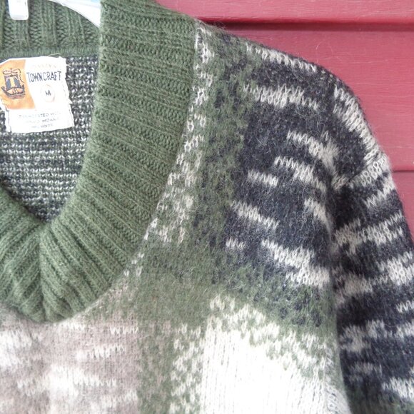 Vintage PENNEY'S TOWNCRAFT WOOL & MOHAIR SWEATER - M Camo Plaid - Picture 4 of 6